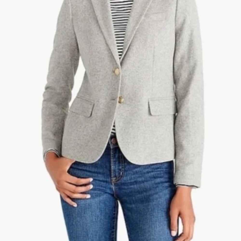 J. Crew Light Gray Wool Blazer Gold Buttons size 2